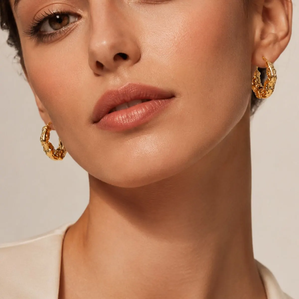 18K Gold-Plated Stainless Steel Hoop Earrings